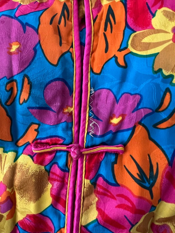 Vintage 60s 70s Colorful SILK Asian Oriental Styl… - image 4