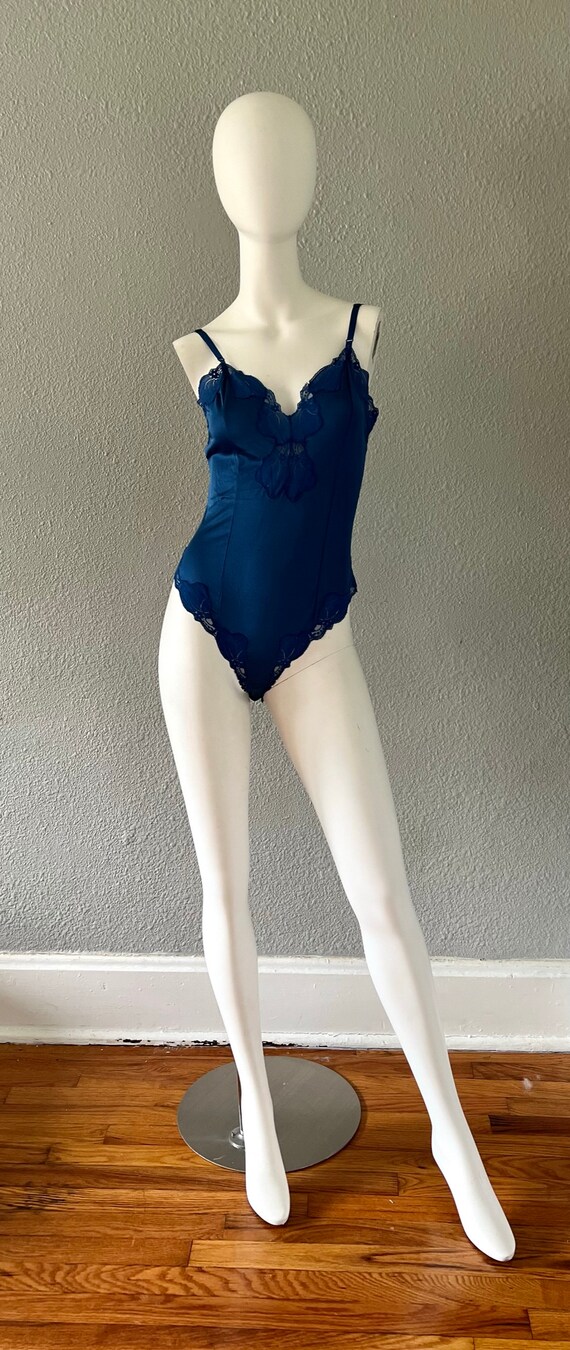 Vintage Ashley Taylor Navy Blue Lace Teddy Linger… - image 3