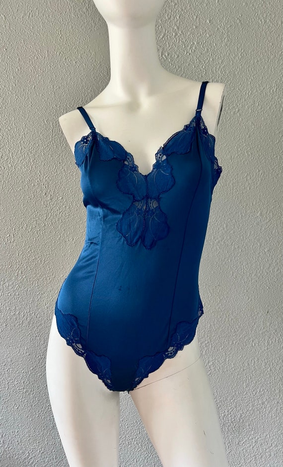 Vintage Ashley Taylor Navy Blue Lace Teddy Linger… - image 4