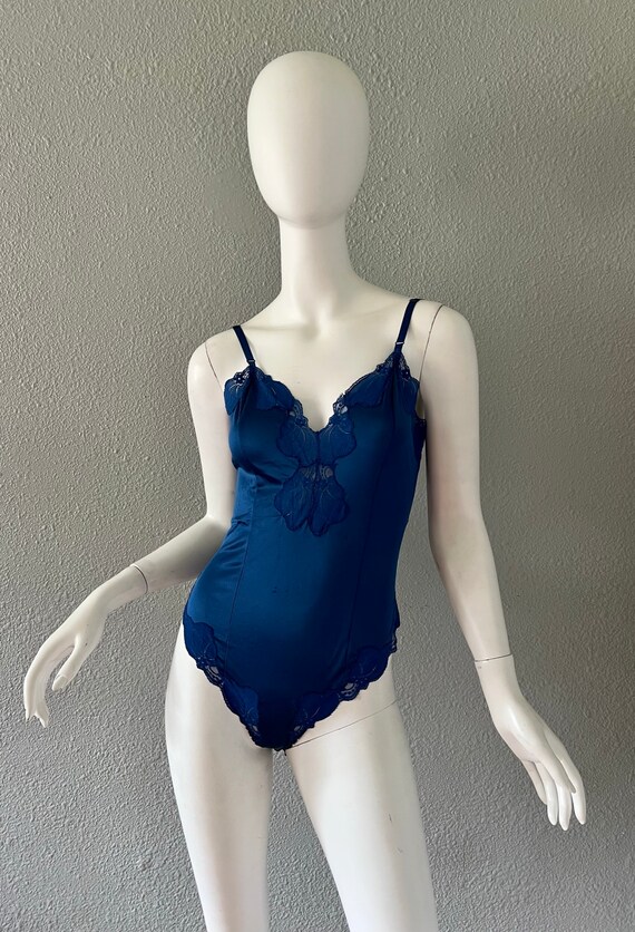 Vintage Ashley Taylor Navy Blue Lace Teddy Linger… - image 10