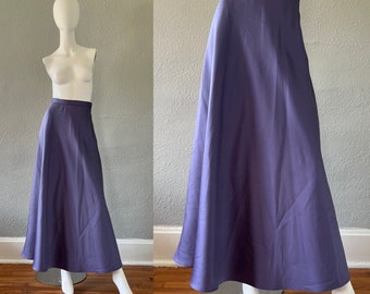 Vintage 90s Purple High Waist A-Line Long Formal Prom Skirt S