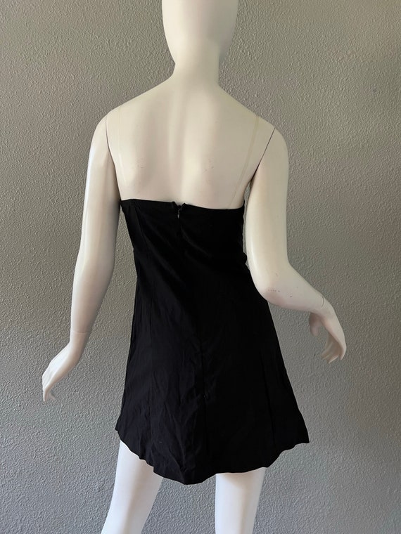 Vintage 90s Black Strapless Couture Y2K Sweethear… - image 8