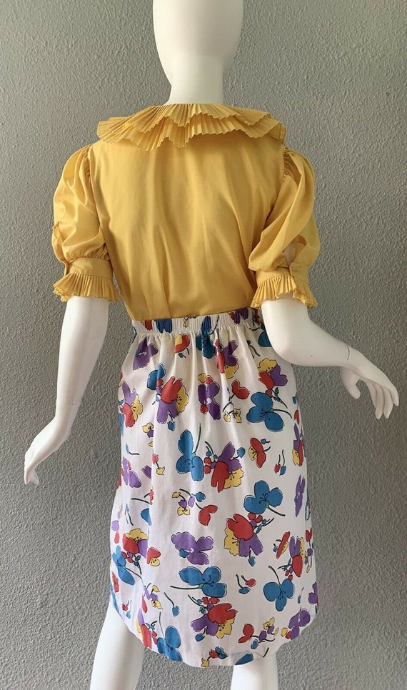 Vintage 70s Hippie Floral High Waist A-Line Skirt… - image 4