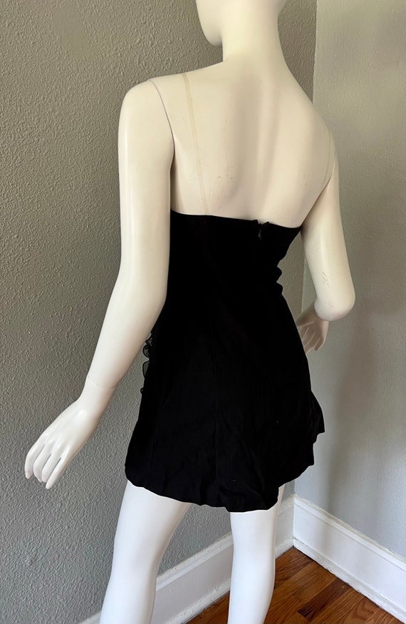 Vintage 90s Black Strapless Couture Y2K Sweethear… - image 9