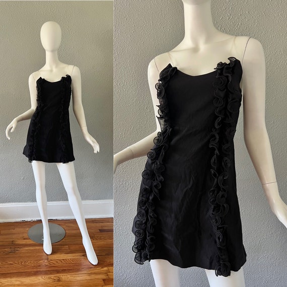 Vintage 90s Black Strapless Couture Y2K Sweethear… - image 1