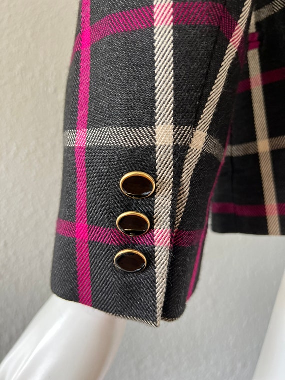 Vintage 80s Black Plaid Military Secretary Suit J… - image 10