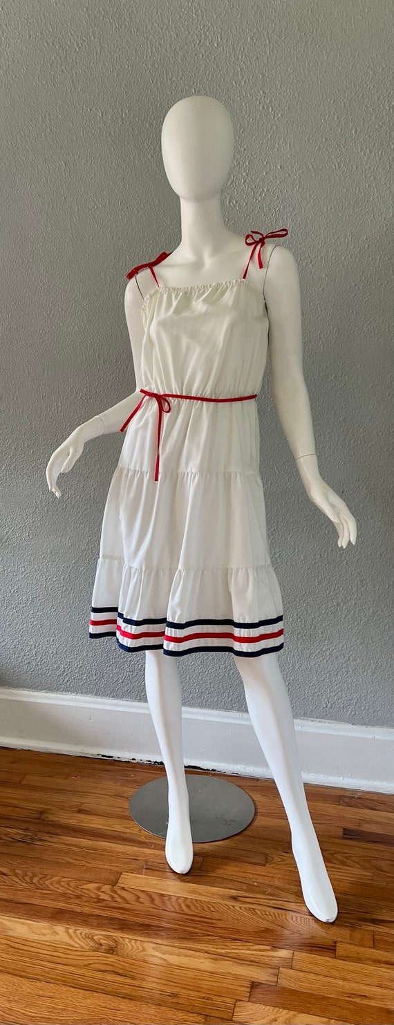 Vintage 70s White Cotton Prairie Festival Tiered … - image 3