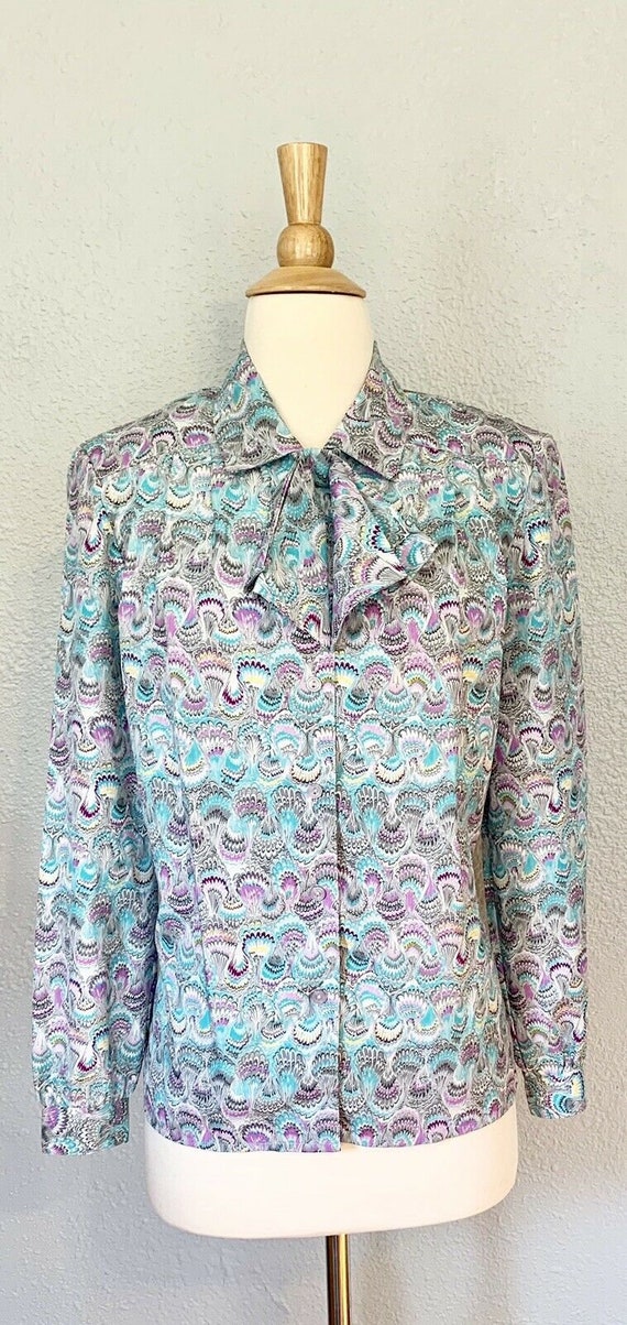 Vintage 70s 80s Silky Psychedelic Secretary Art D… - image 2