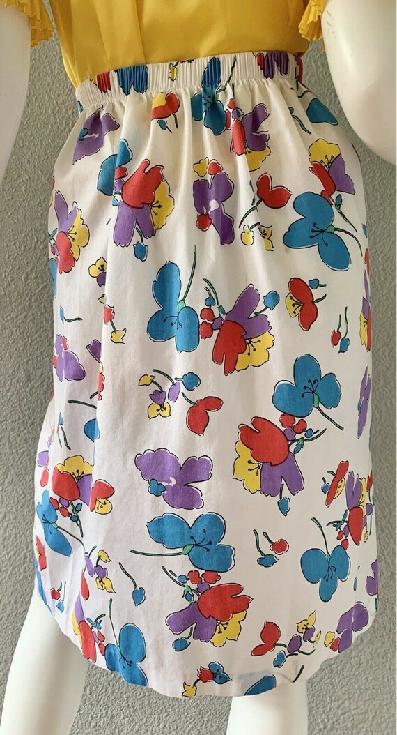 Vintage 70s Hippie Floral High Waist A-Line Skirt… - image 5