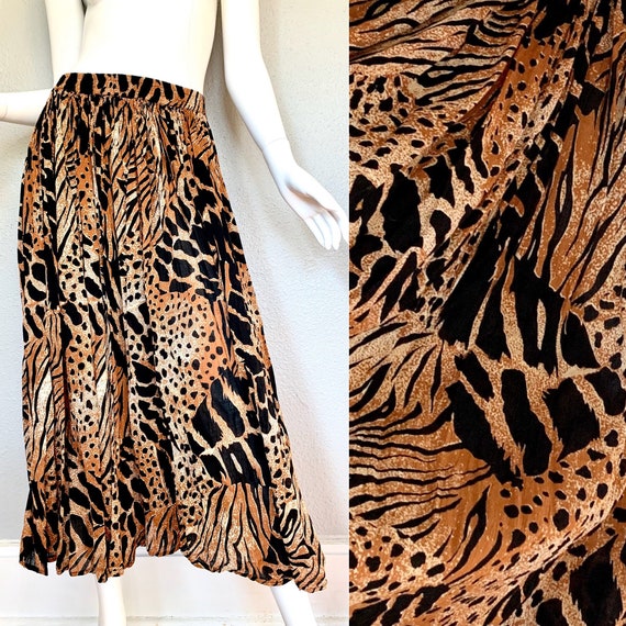 Vintage 80s Gypsy ANIMAL Print Full Sweep Gauze Bo