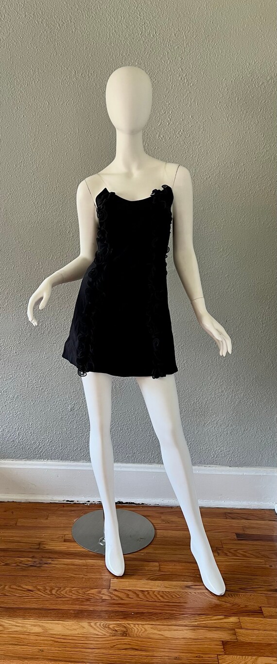 Vintage 90s Black Strapless Couture Y2K Sweethear… - image 3