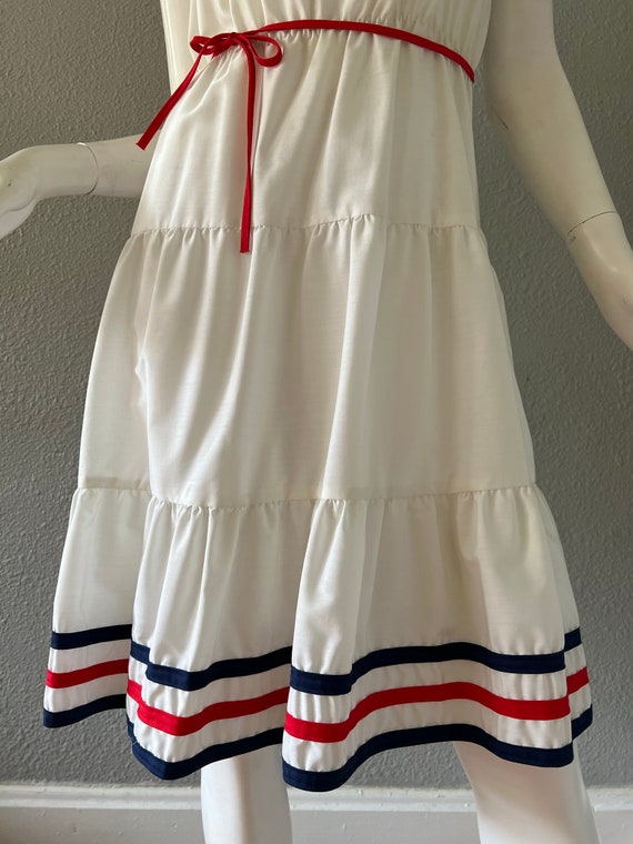 Vintage 70s White Cotton Prairie Festival Tiered … - image 7