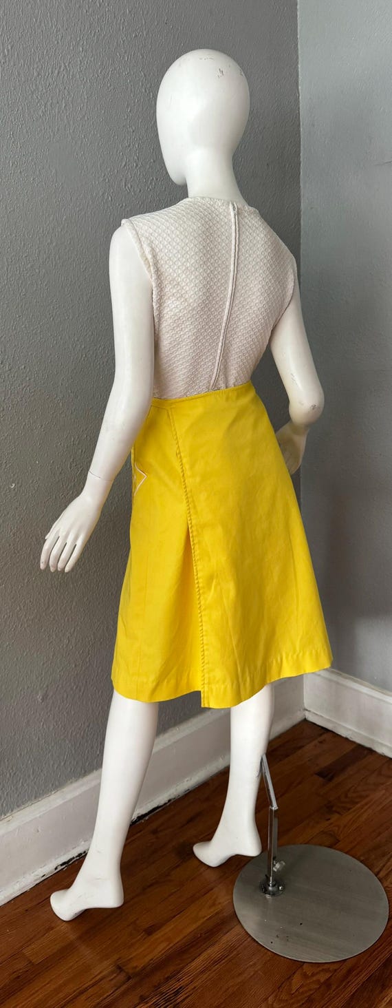 Vintage 70s Yellow Hippie MOD A-Line Wrap Cotton … - image 10