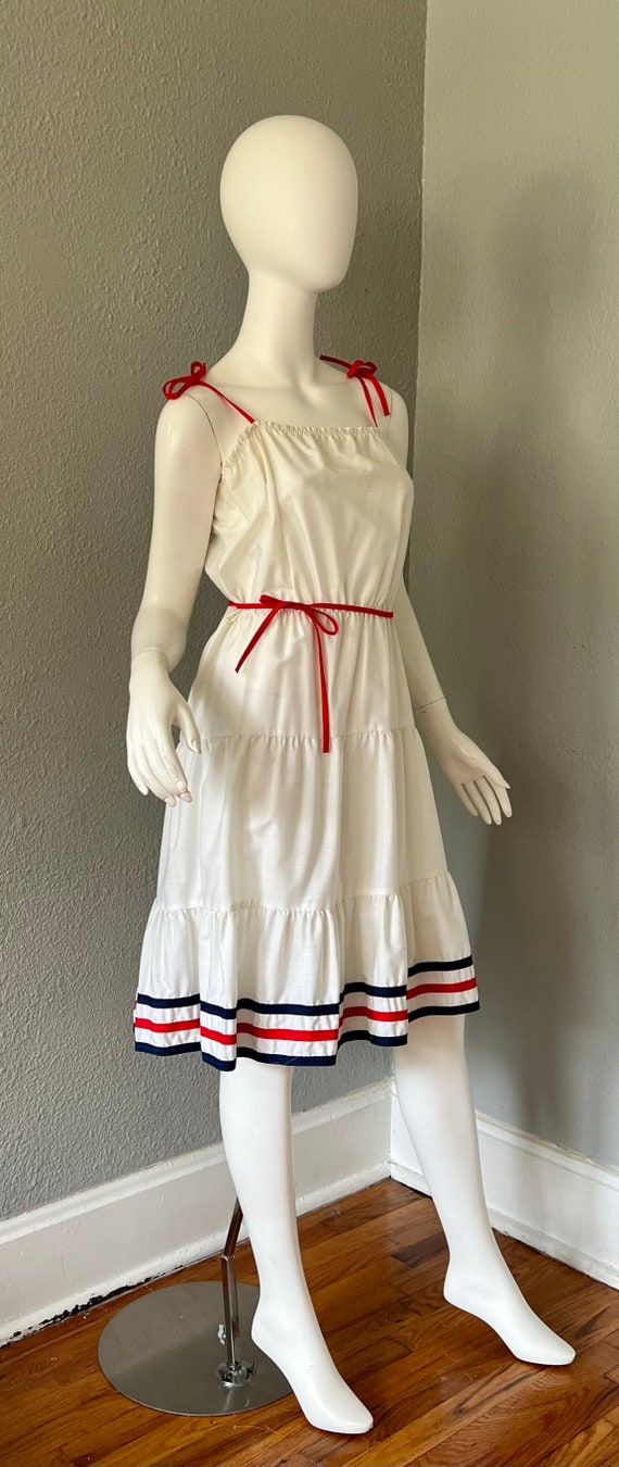 Vintage 70s White Cotton Prairie Festival Tiered … - image 8