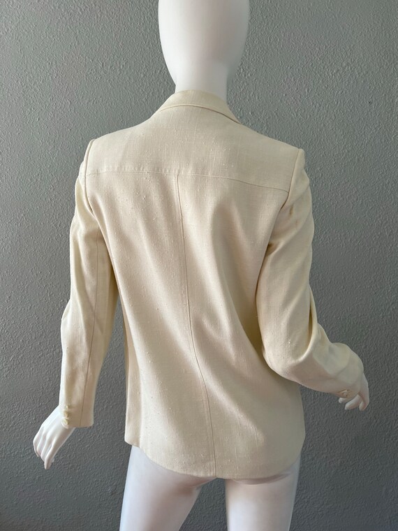 Vintage 80s White Double Breasted Blazer Jacket S… - image 9