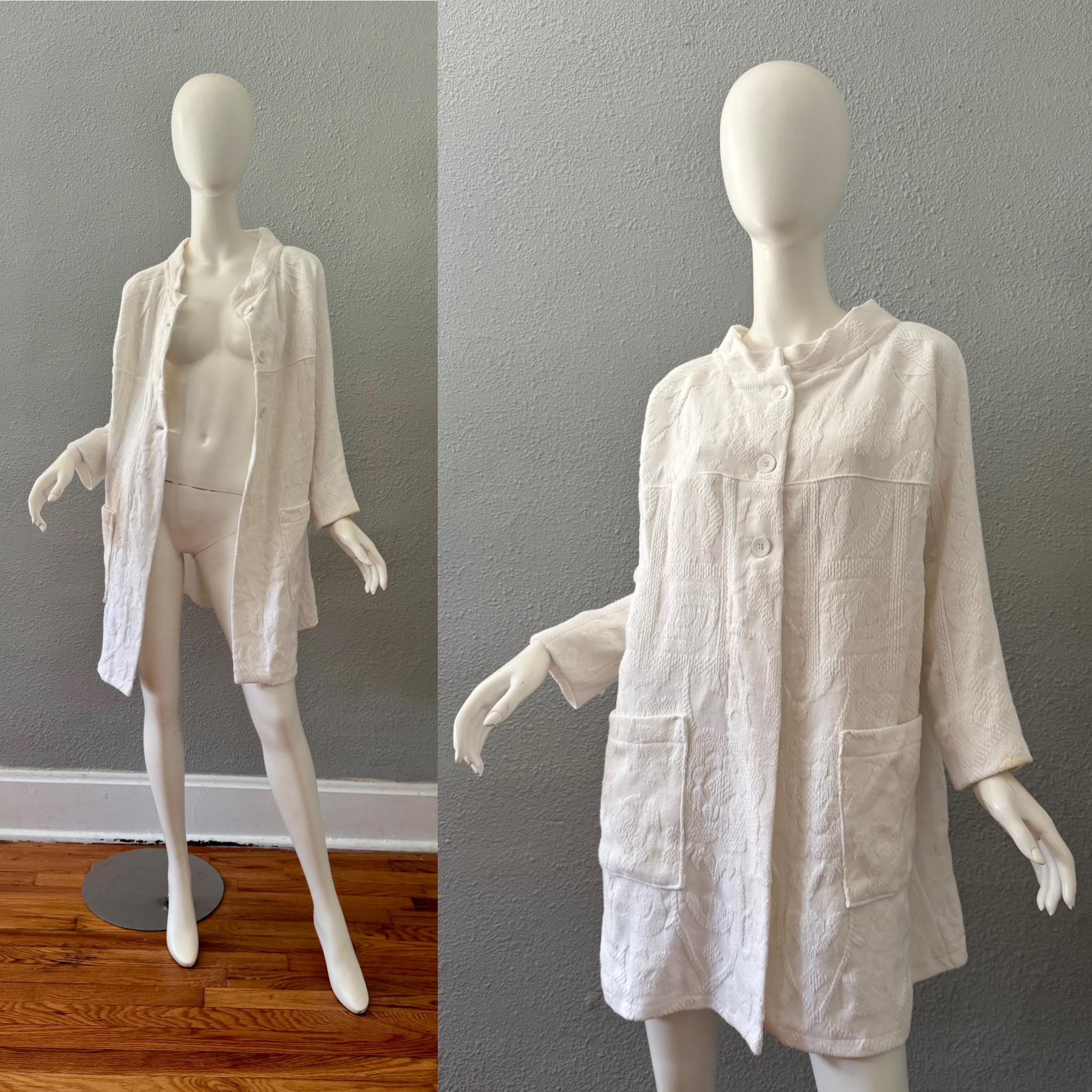 Vintage 60s White Cotton Quilted Button Swing Jacket Coat S/M - Etsy