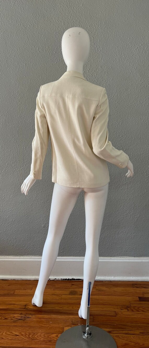 Vintage 80s White Double Breasted Blazer Jacket S… - image 10