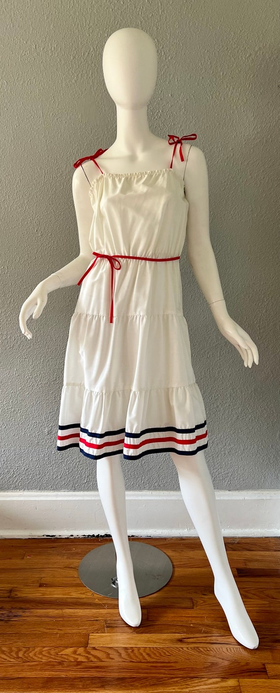 Vintage 70s White Cotton Prairie Festival Tiered … - image 4