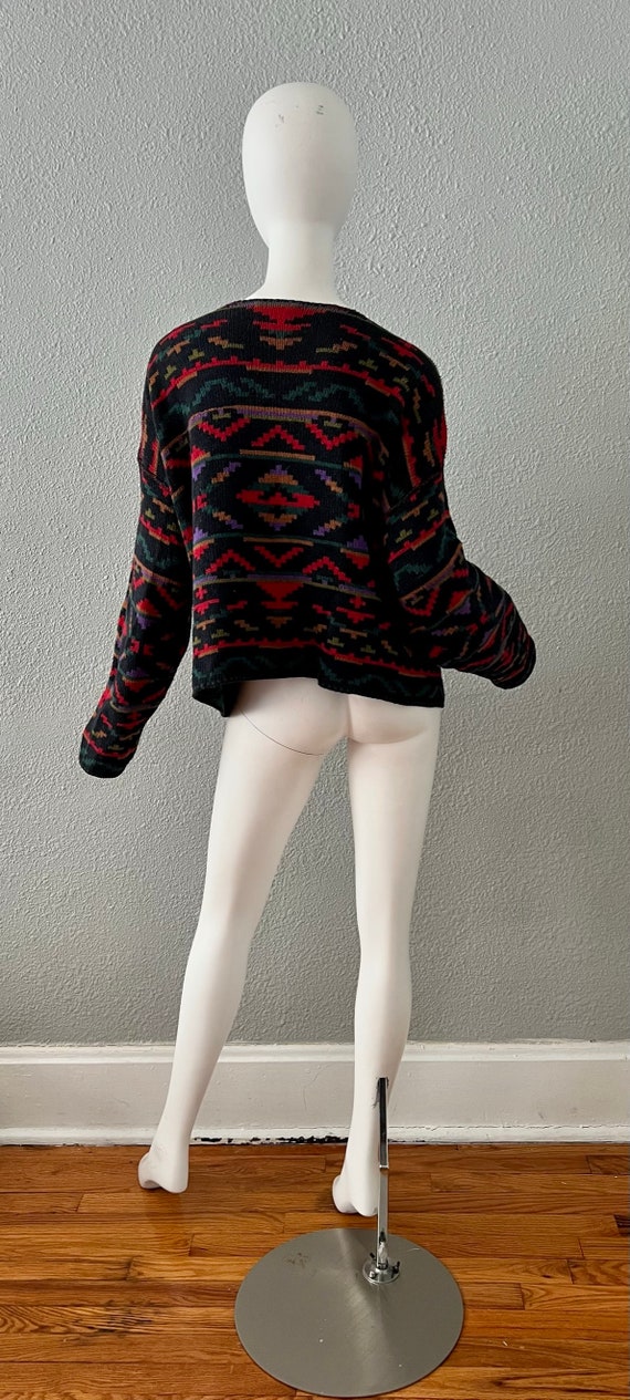 Vintage 90s Oversized SOUTHWESTERN Cotton Knit AZ… - image 9