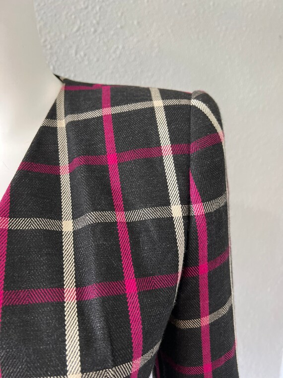 Vintage 80s Black Plaid Military Secretary Suit J… - image 8