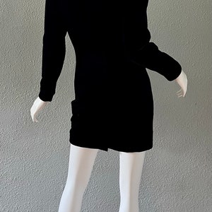 Vintage Black Cotton Velvet LAURA ASHLEY Mini Wiggle Beaded Dress S image 8