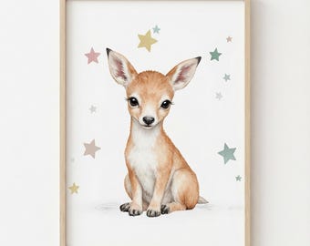 Woodland Nursery Decor, Fawn Wall Art, Woodland Animal Print, Forest Nursery Decor, Neutral Nursery Wall Art, Kids Room Decor