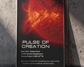Pulso de la Creación / Póster de Fusión Solar Cósmica / Arte mural científico / Impresión astronómica / Decoración espacial / Ilustración de llamaradas solares