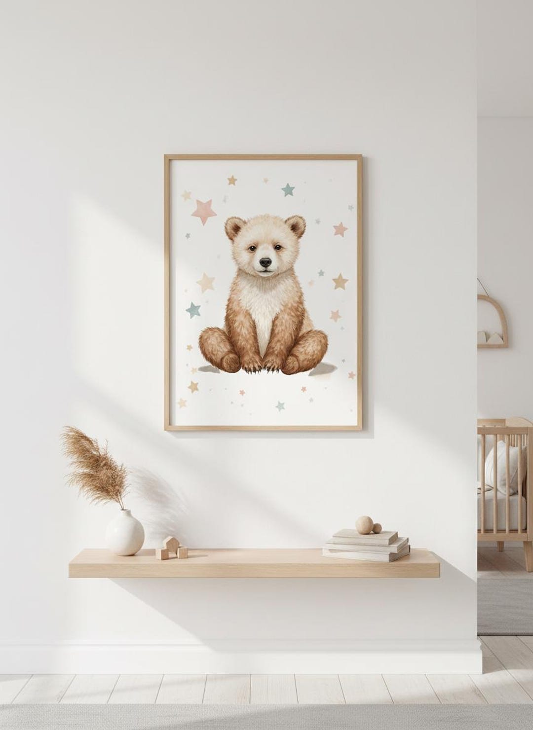 Starry Baby Bear Nursery Wall Art Printable | Cute Bear Poster for Baby ...