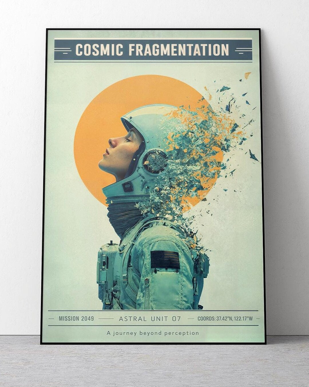 Poster Fragmentation Cosmic Fragmentation Poster | Retro Futuristic Astronaut Poster | Sci ...