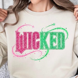 Pink & Green Wicked Glitter Design – Elphaba Glinda PNG, Halloween Glitter (Instant Download)