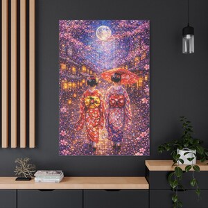 Geisha Night Stroll Canvas | Matte Stretched Wall Art