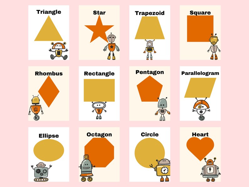 Shapes Poster, Preschool Materials, Homeschool Printables, Robot ...