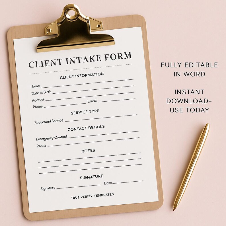Editable Client Intake Form Template: Professional Business Form ...