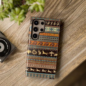 Native American Inspired Phone Case for iPhone 16 15 14 13 Pro Max,Tribal Pattern Samsung S24 S23 Ultra Cover, Western Ethnic Art Giftforher