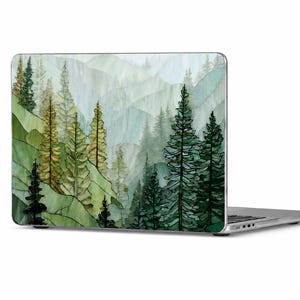 Forest Stained Glass MacBook Case, Nature Laptop Cover, Green Mountain MacBook Air Case, Botanical MacBook Pro Sleeve, Aesthetic