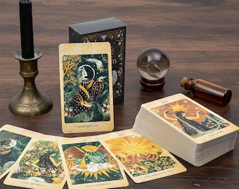 Solar Kingdom Tarot Deck: 78 zwarte orakelkaarten voor waarzeggerij en spirituele begeleiding