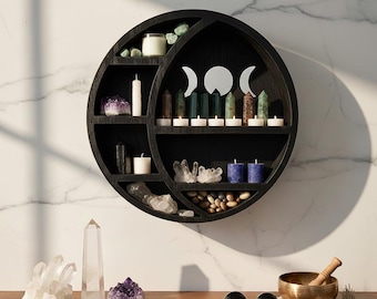 Moon Phase Shelf, Crystal Display - Witchy Decor