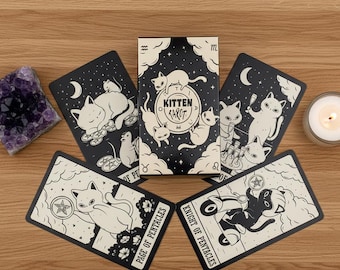 Baraja de Tarot de Gatos (78 piezas) – Cartas de Oráculo del Gatito Negro para el Destino y la Adivinación