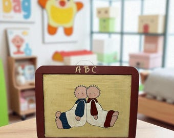 VTG Painted Chalkboard Folk Art For Children's Room, Nursery, or Teacher