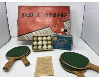 Vintage Harvard Tischtennis-Set. Mid-Century, fantastisches Box-Design!