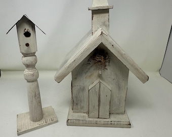 Hand Made Wooden Church and Birdhouse