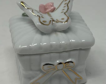 Porcelain Butterfly Trinket Box
