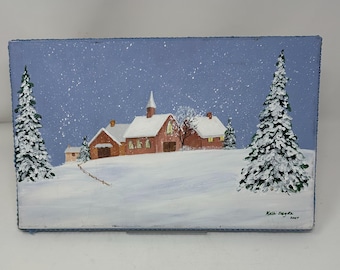 Vintage Hand Painted on Canvas Winter / Christmas Scent