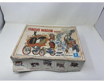 Vintage Craft Master Zirkuswagen-Holzmodellbausatz von 1971, Nr. 50127, geöffnete Verpackung