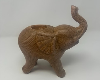 Vintage Hand Made Ceramic Elephant Candle Holder