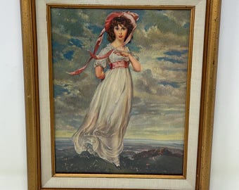 Vintage Romantic Portrait Print- Textured Print on Canvas