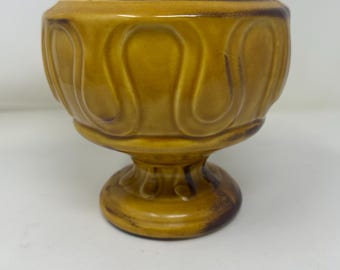 Vintage MCM Keramik Sockel: Braune Tropfglasur