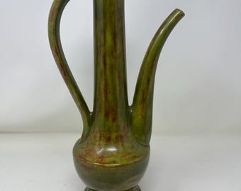 Vintage MCM Grüne Tropfglasur-Keramikkrug Vase - Mid Century Kunstkeramik-Krug