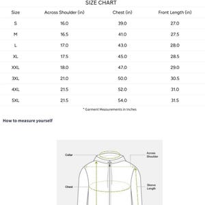 May include: A size chart for clothing titled Decor Territory, featuring a table with sizes S through 5XL and measurements in inches for across shoulder, chest, and front length. Below is a diagram showing how to measure a jacket with labels.