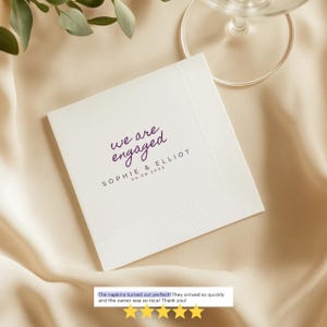 Engagement Napkins | We Are Engaged | Personalized Paper Wedding Napkins, Custom Cocktail or Luncheon Napkins for Engagement Party & Event